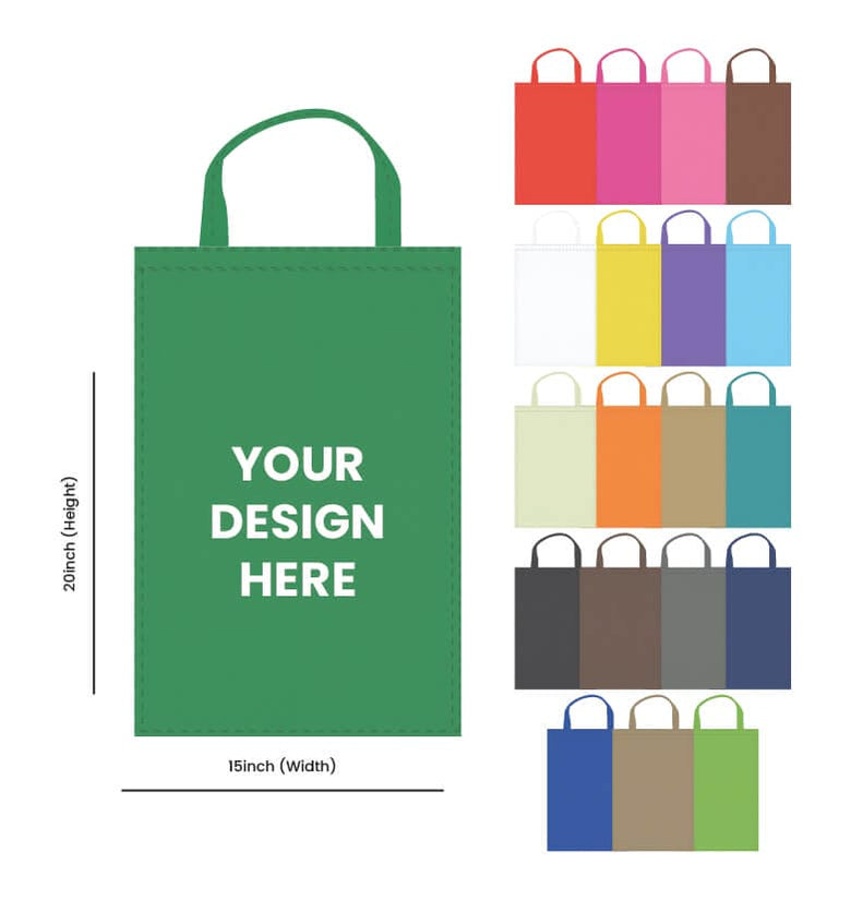 Handle Custom Printed Non-Woven Tote Bags - 15 x 20 | Value Tote Bags
