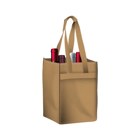 Reusable 4-Bottle Tote Bag 8 x11 x 8 with Bottom Gusset