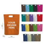 Custom D-cut Heat Seal NonWoven Tote Bags with 2 Inch Bottom
