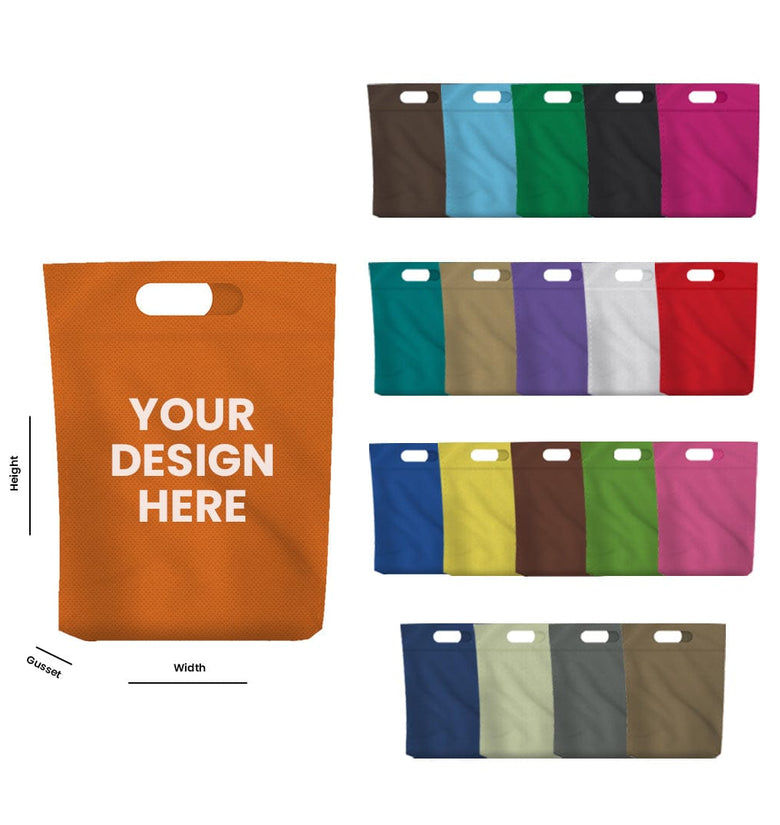 Custom Printed D-cut Heat Seal Non-Woven Tote Bags with 2 Inch Bottom Gusset | The Essential II Tote Bags