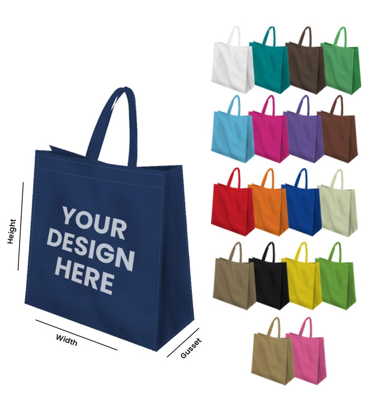 Customized Promotional Shopper Totes | Full Color Design |Non-Woven Pet Material - Qty: 12